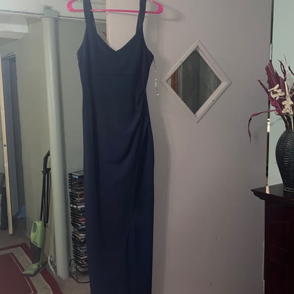 Long Navy dress with slit on the left side - Picture 1 of 7
